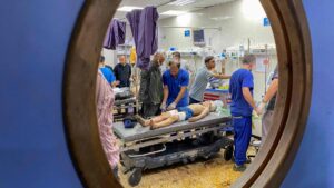 Palestinians injured in Israeli fire as they gathered near a food aid center, receive care at Nasser hospital, Khan Younis, southern Gaza Strip, June 17, 2025. (AFP Photo)