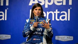 In this Sept. 18, 2015, file photo, Danica Patrick talks to media at a news conference before her practice for the NASCAR Sprint Cup Series auto race at Chicagoland Speedway, in Joliet, Ill. [AP]