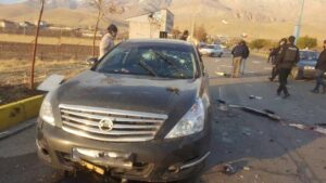 The scene of the attack in which prominent Iranian scientist Mohsen Fakhrizadeh was killed outside Tehran, Iran on November 27, 2020.