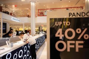 People shop at Macy's on "Black Friday" in New York City, U.S., Nov. 24, 2023. The retail sector's efforts to entice holiday gift purchases builds to a crescendo this weekend with the annual "Black Friday" shopping day followed by the newer "Cyber Monday." (AFP Photo)