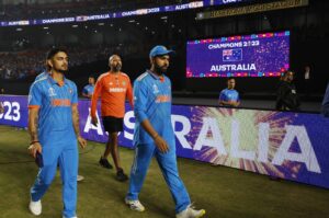 India's Rohit Sharma looks dejected after losing the ICC Cricket World Cup final at the Narendra Modi Stadium, Ahmedabad, India, Nov. 19, 2023. (Reuters Photo)