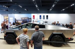 Tesla’s new Cybertruck is displayed at a Tesla store in San Diego, California, U.S., Nov. 20, 2023. (Reuters Photo)