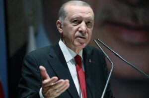 President Erdoğan speaks at a program in Ankara, Türkiye, Nov. 30, 2023. ()