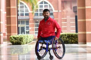 Turkish wheelchair tennis national team player Uğur Altınel poses for a photo after an interview, Antalya, Türkiye, Nov. 29, 2023. (AA Photo)